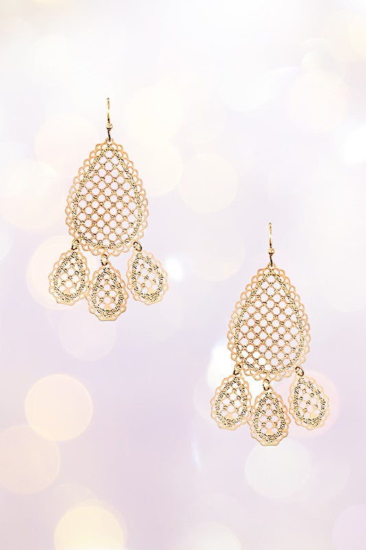 FILIGREE TEARDROP DANGLE EARRING