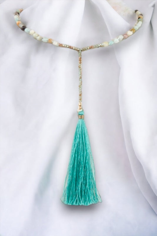 Beaded Choker Tassel Pendant Necklace
