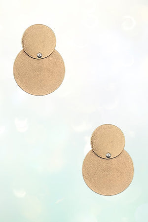 DOUBLE ROUND DISK LINK DROP POST EARRING