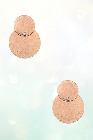 DOUBLE ROUND DISK LINK DROP POST EARRING