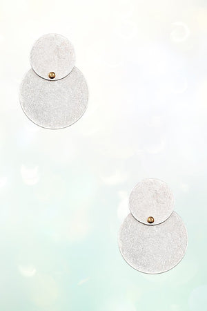 DOUBLE ROUND DISK LINK DROP POST EARRING