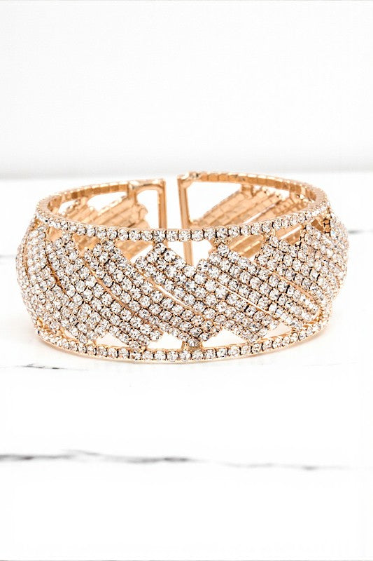 RHINESTONE PAVE DETAILED FLEX CUFF BRACELET