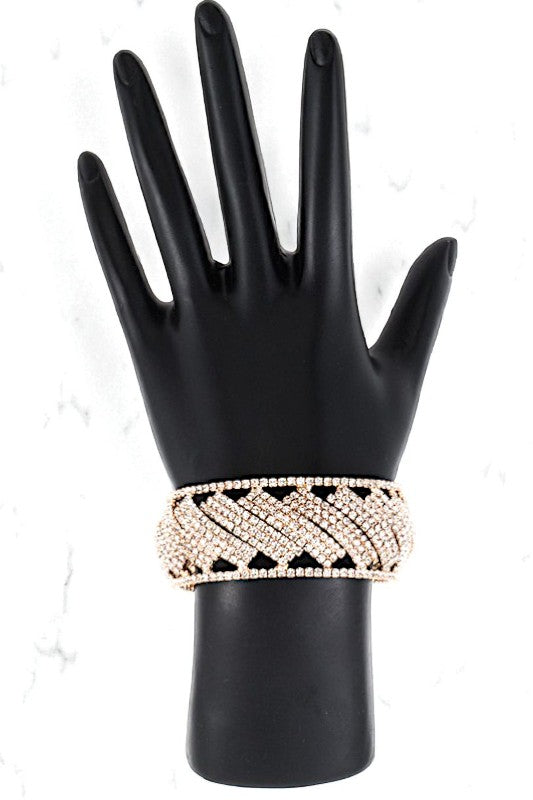 RHINESTONE PAVE DETAILED FLEX CUFF BRACELET