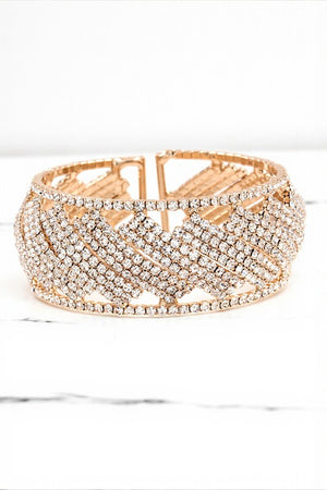 RHINESTONE PAVE DETAILED FLEX CUFF BRACELET