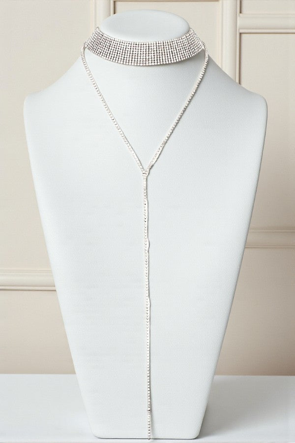 ELONGATED RHINESTONE PAVE DETACHABLE CHOKER