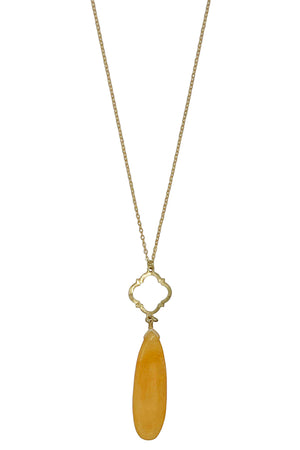 Elongated Oval Stone Pendant Necklace