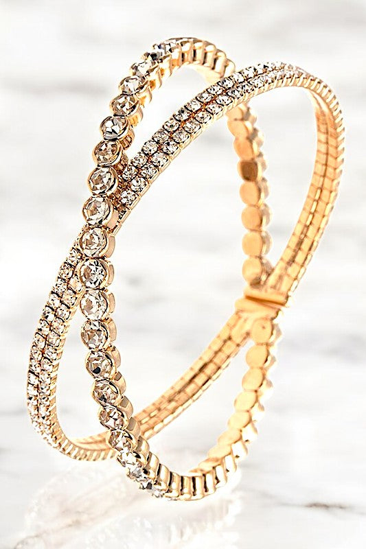 RHINESTONE PAVE CRISS CROSS FLEX BRACELET