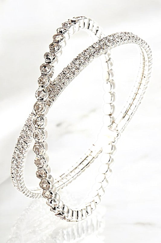 RHINESTONE PAVE CRISS CROSS FLEX BRACELET