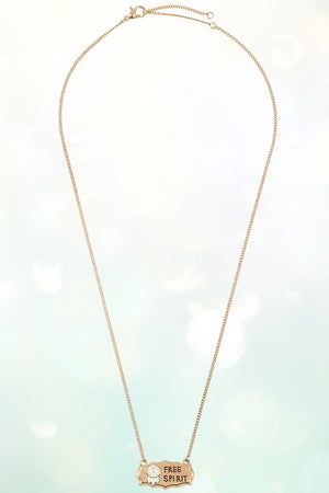 FREE SPIRIT ENGRAVED PLAQUE PENDANT NECKLACE