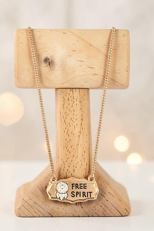 FREE SPIRIT ENGRAVED PLAQUE PENDANT NECKLACE