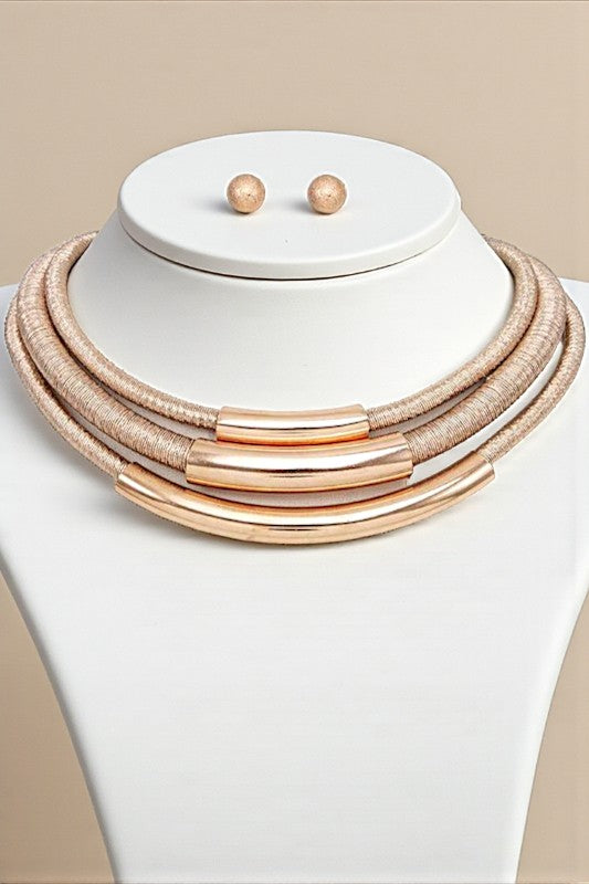 TRIPLE CORD BAR ACCENT NECKLACE SET