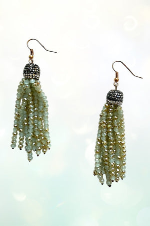FACETED BEAD TASSEL DANGLE EARRING
