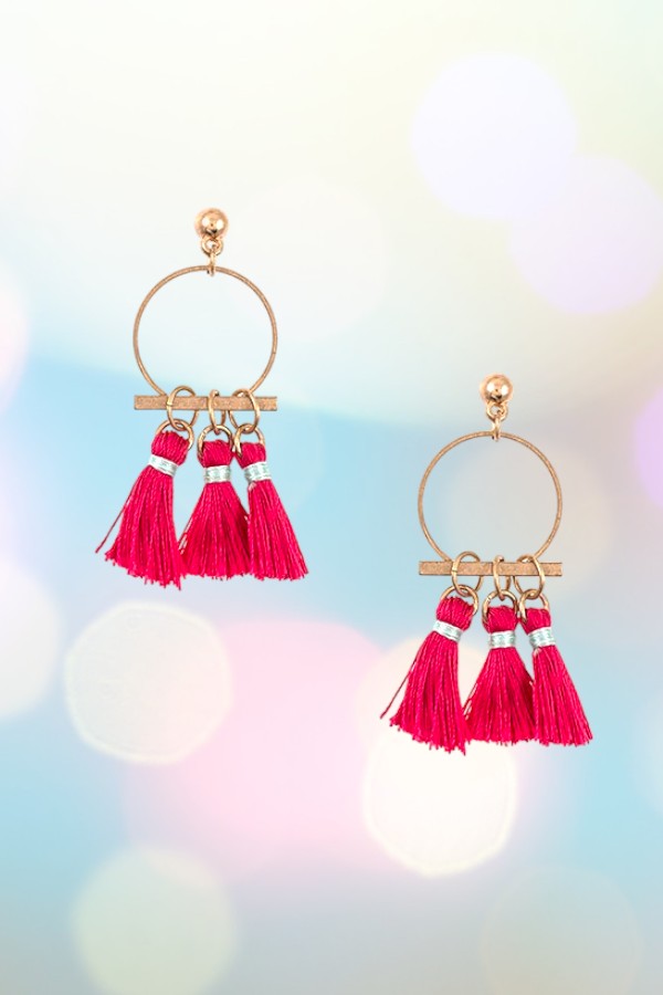 BAR LINK TASSEL DANGLE EARRING