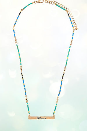 Blessed Bar Beaded Necklace