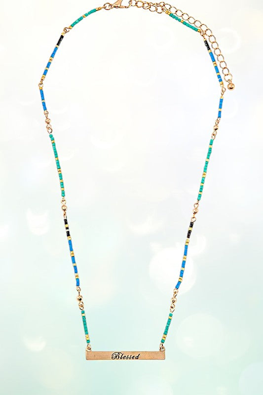 Blessed Bar Beaded Necklace