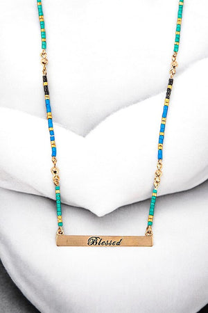 Blessed Bar Beaded Necklace