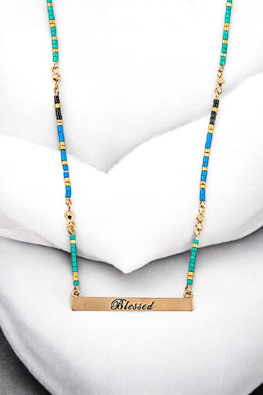 Blessed Bar Beaded Necklace