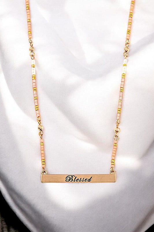 Blessed Bar Beaded Necklace