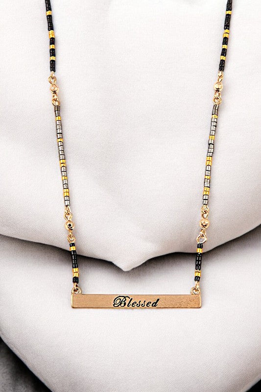 Blessed Bar Beaded Necklace