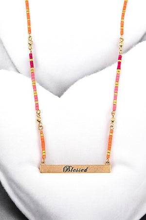 Blessed Bar Beaded Necklace