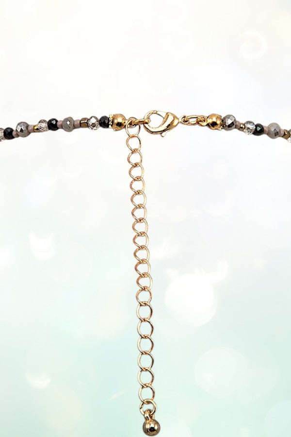 ELONGATED BEADED TASSEL PENDANT NECKLACE