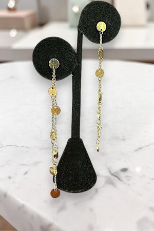 MULTI ROUND DISC LINK DANGLE EARRING