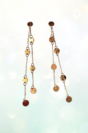 MULTI ROUND DISC LINK DANGLE EARRING