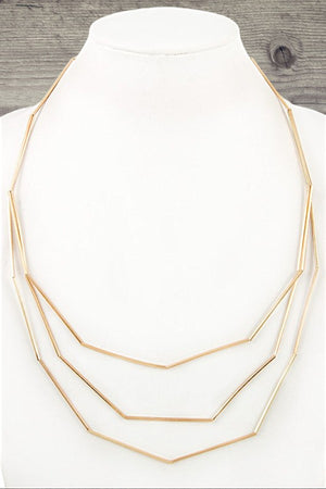 GEOMETRIC LINK LAYERED BIB NECKLACE