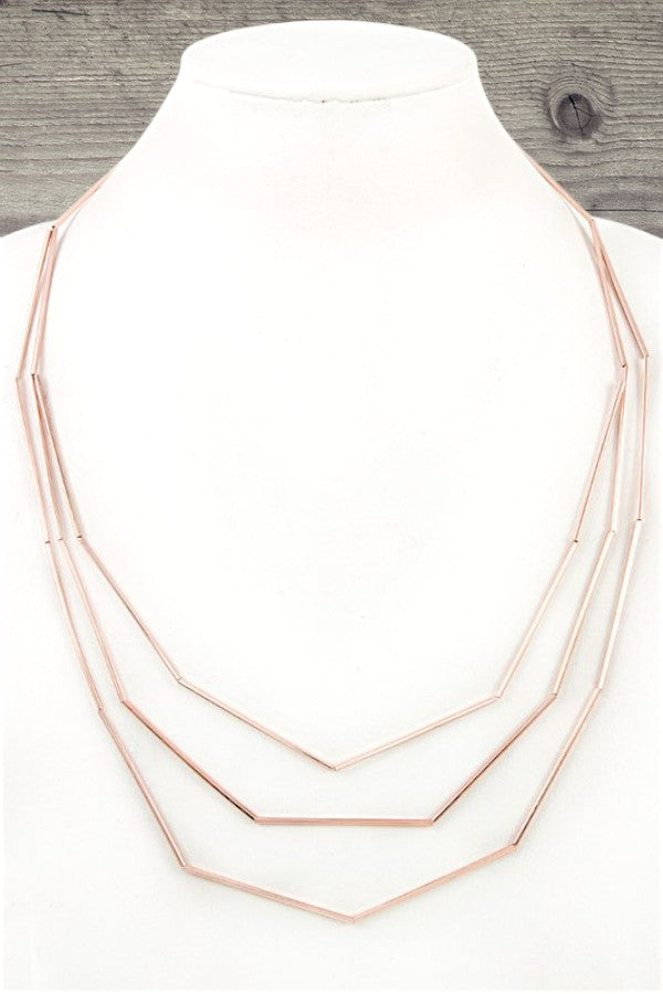 GEOMETRIC LINK LAYERED BIB NECKLACE