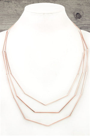 GEOMETRIC LINK LAYERED BIB NECKLACE