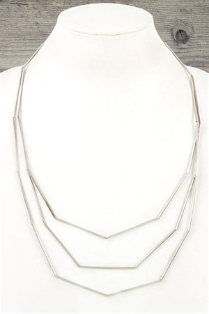 GEOMETRIC LINK LAYERED BIB NECKLACE