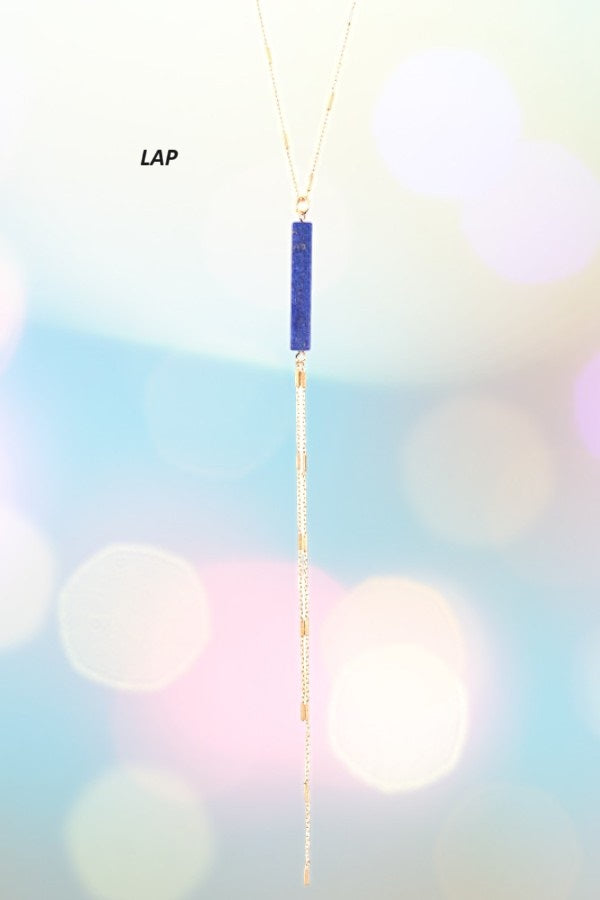 Gem Bar Pendant Y Shape Chain Necklace