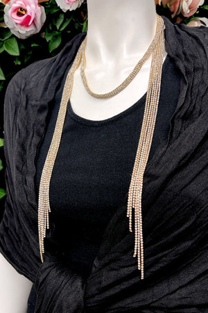 Rhinestone Pave Fringe Wrap Necklace