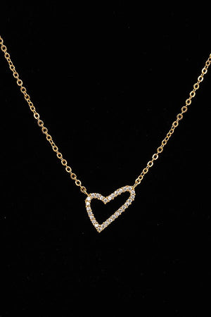 CZ STONE PAVE HEART PENDANT NECKLACE