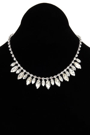 FACETED MARQUISE FRAMED BIB FORMAL NECKLACE