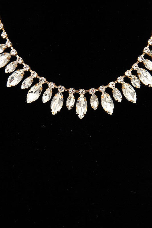 FACETED MARQUISE FRAMED BIB FORMAL NECKLACE