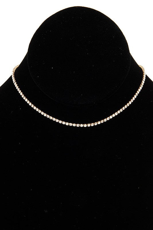 ALIGNED RHINESTONE PAVE CHOKER NECKLACE SET