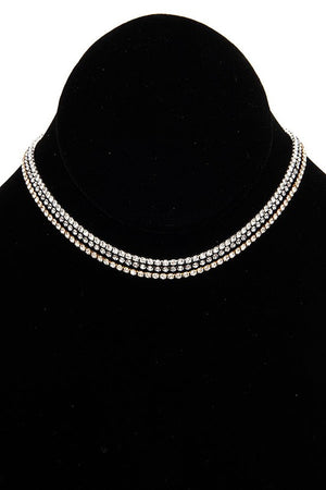 ALIGNED RHINESTONE PAVE CHOKER NECKLACE SET