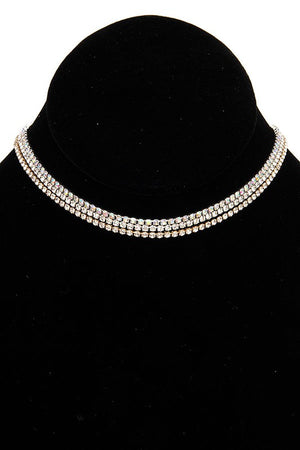 ALIGNED RHINESTONE PAVE CHOKER NECKLACE SET