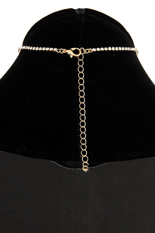 ALIGNED RHINESTONE PAVE CHOKER NECKLACE SET