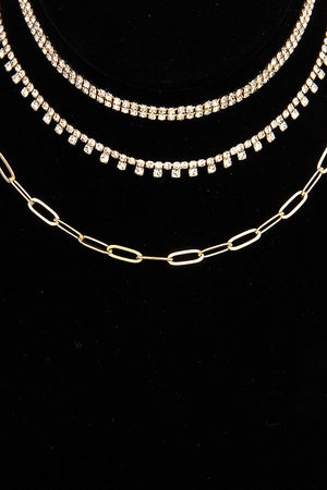 MIX RHINESTONE PAVE CHOKER NECKLACE SET