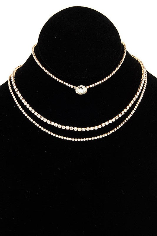 ROUND GEM PAVE RHINESTONE CHOKER NECKLACE