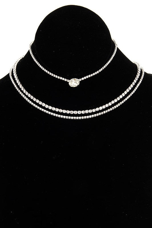 ROUND GEM PAVE RHINESTONE CHOKER NECKLACE