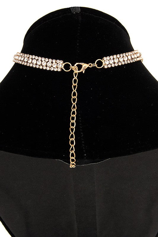 ROUND GEM PAVE RHINESTONE CHOKER NECKLACE