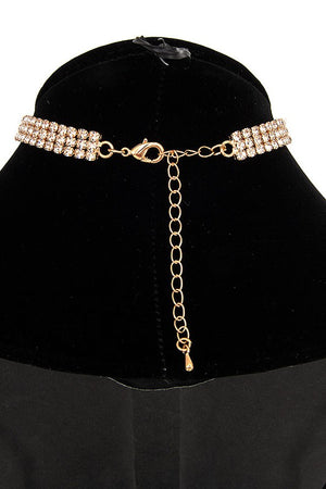 RHINESTONE AND CRYSTAL GEM PACE CHOKER NECKLACE