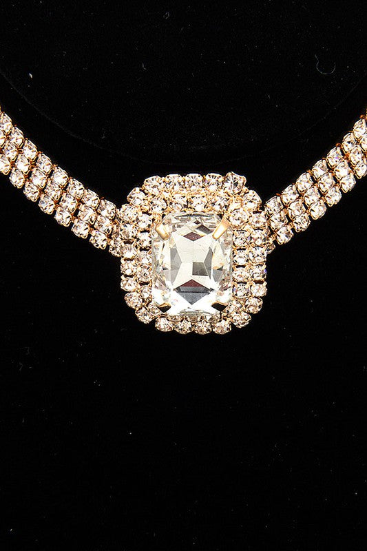 RHINESTONE AND CRYSTAL GEM PACE CHOKER NECKLACE