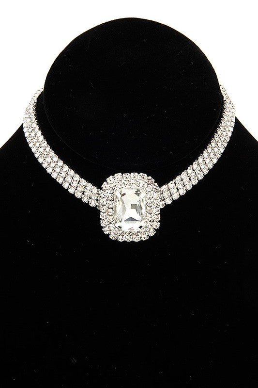 RHINESTONE AND CRYSTAL GEM PACE CHOKER NECKLACE