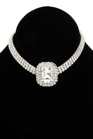 RHINESTONE AND CRYSTAL GEM PACE CHOKER NECKLACE