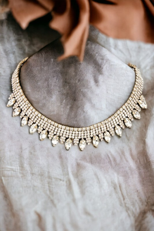 Dangling Crystal Gem Collar Necklace