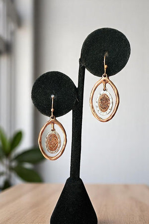 Hammered Marquise Cut Out Detailed Dangle Earring